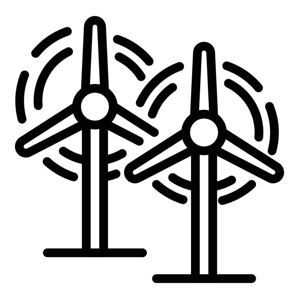 Wind power plant icon, outline style vector