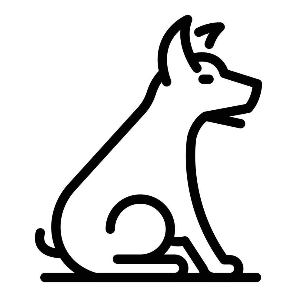 icono de perro sentado, estilo de esquema vector