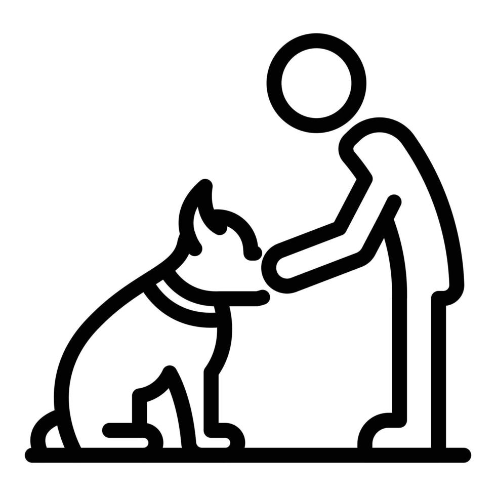 icono de entrenamiento de perros para niños, estilo de esquema vector