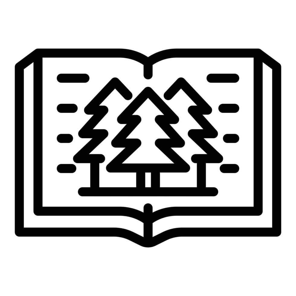 icono de libro forestal ecológico, estilo de contorno vector