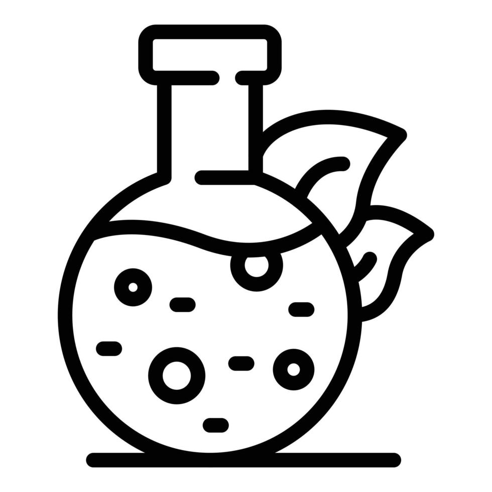 Eco chemical flask icon, outline style vector