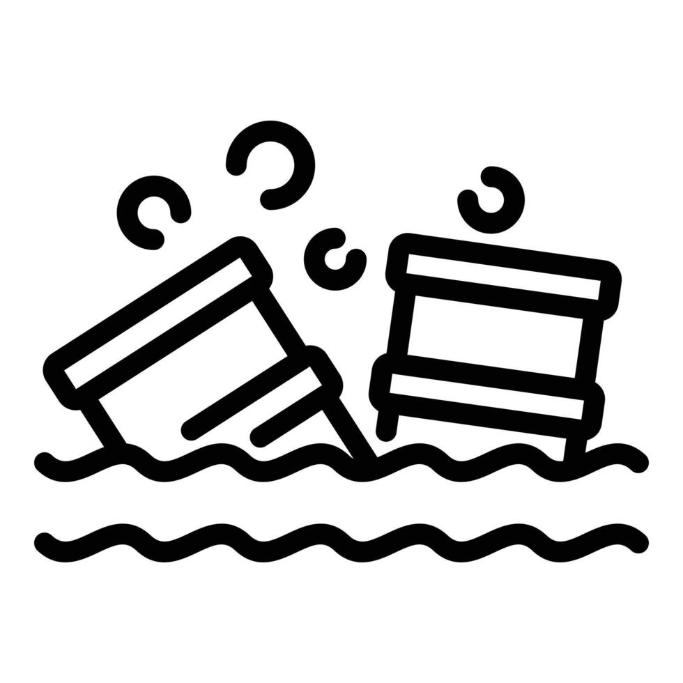 Biohazard barrels in sea icon, outline style vector