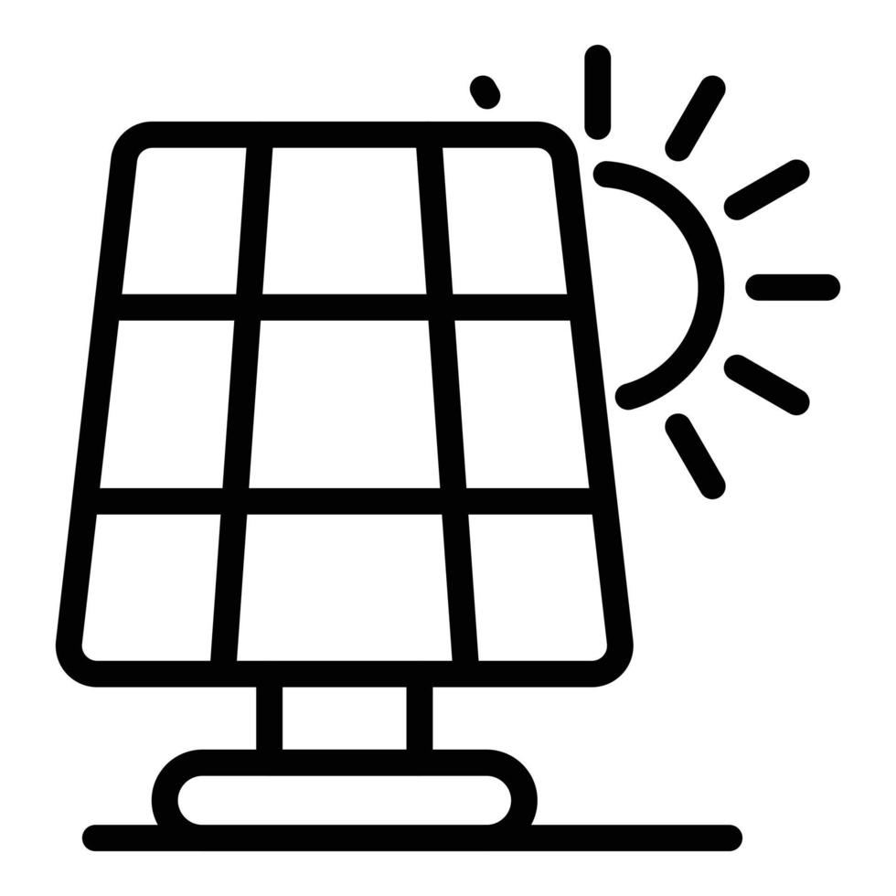 Solar panel icon, outline style vector