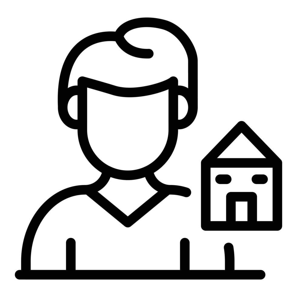 A man and a house icon, outline style vector