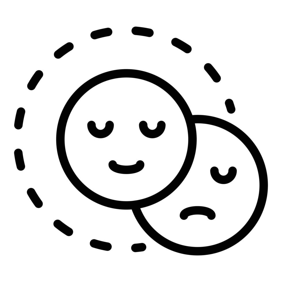Happy and sad smile icon, outline style vector