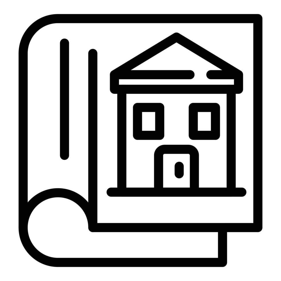 icono de documentación de la casa, estilo de contorno vector