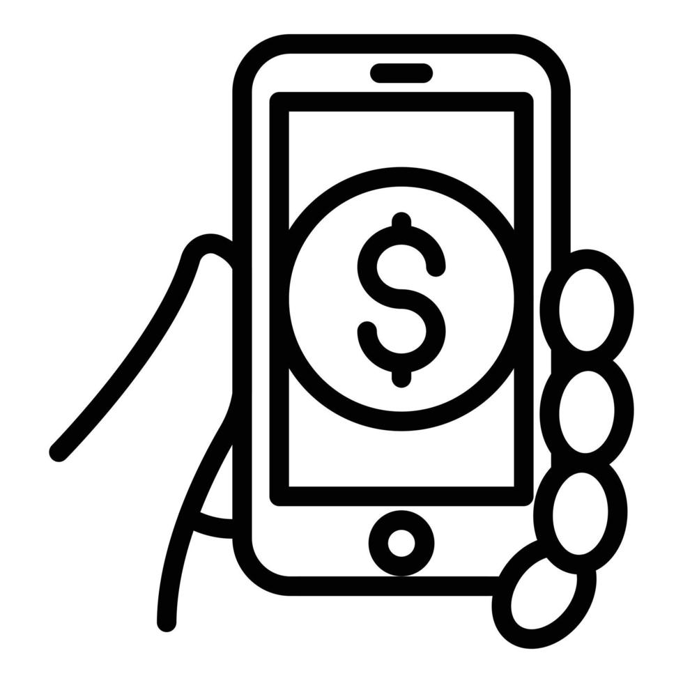 icono de aplicación móvil de pago, estilo de esquema vector