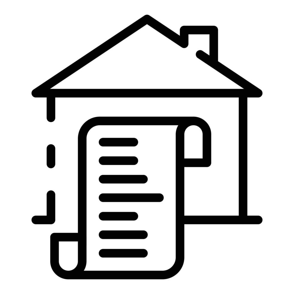 House and scroll icon, outline style vector