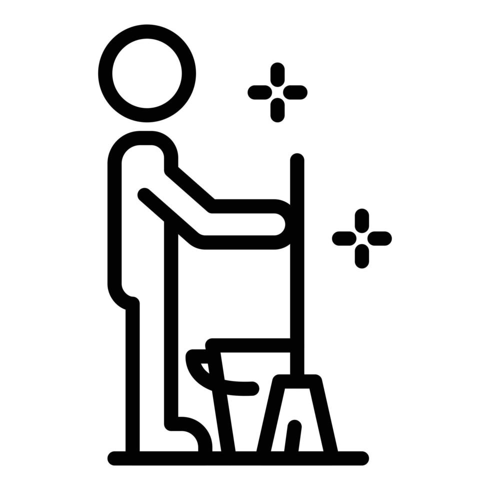 Cleaner with a mop icon, outline style vector
