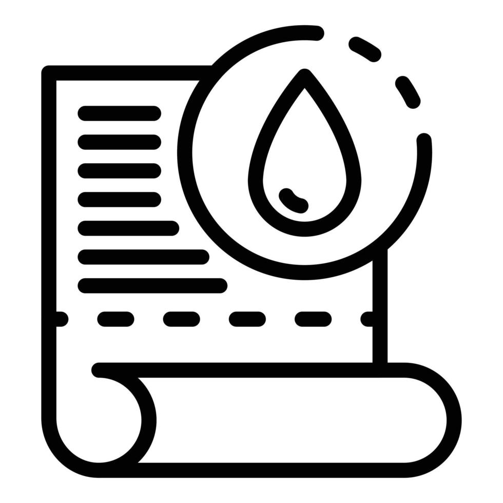 Drop and paper scroll icon, outline style vector