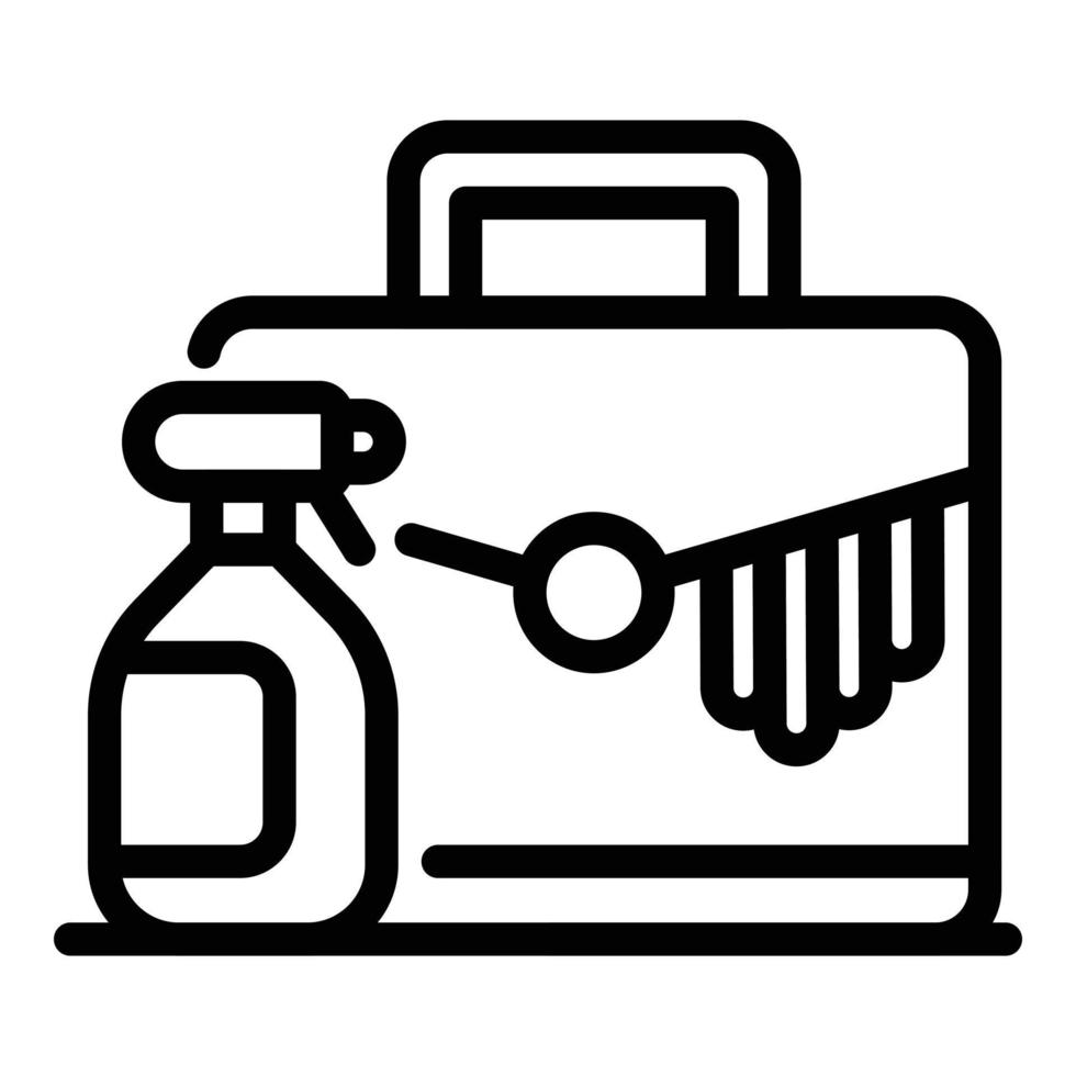 icono de spray de limpieza de cuero, estilo de esquema vector