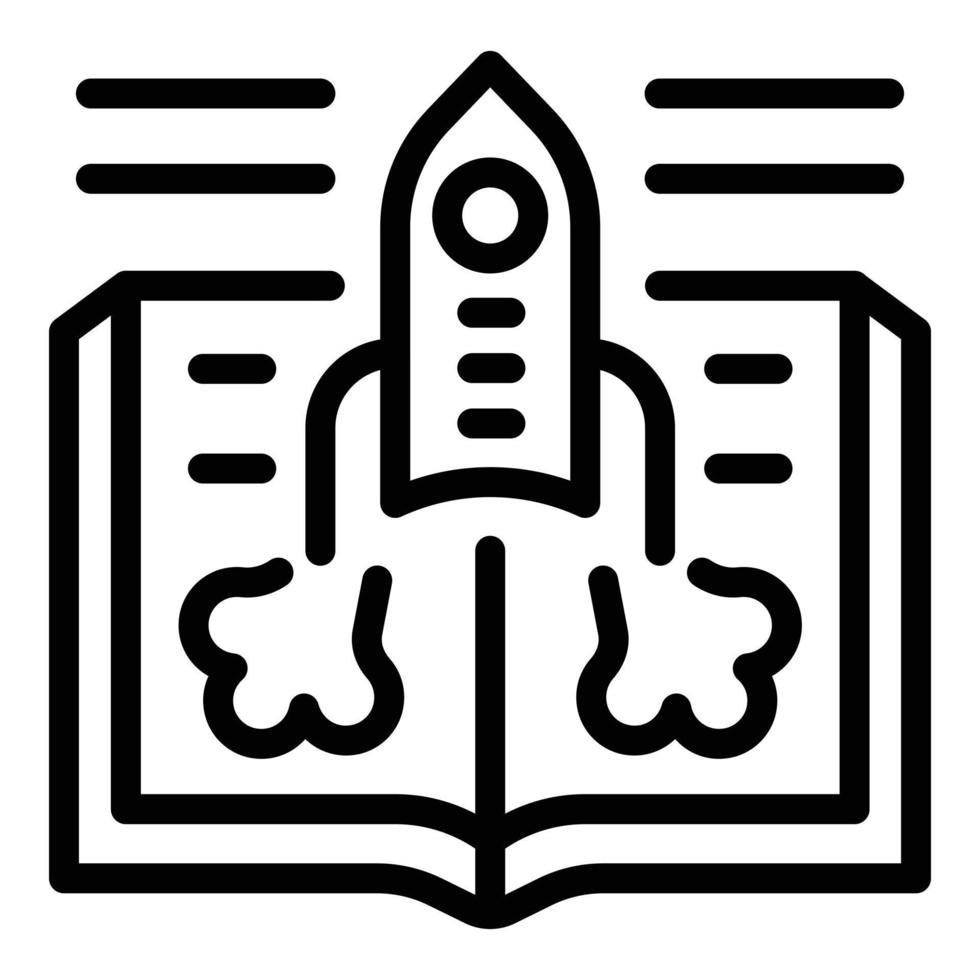 Foreign language rocket study icon, outline style vector