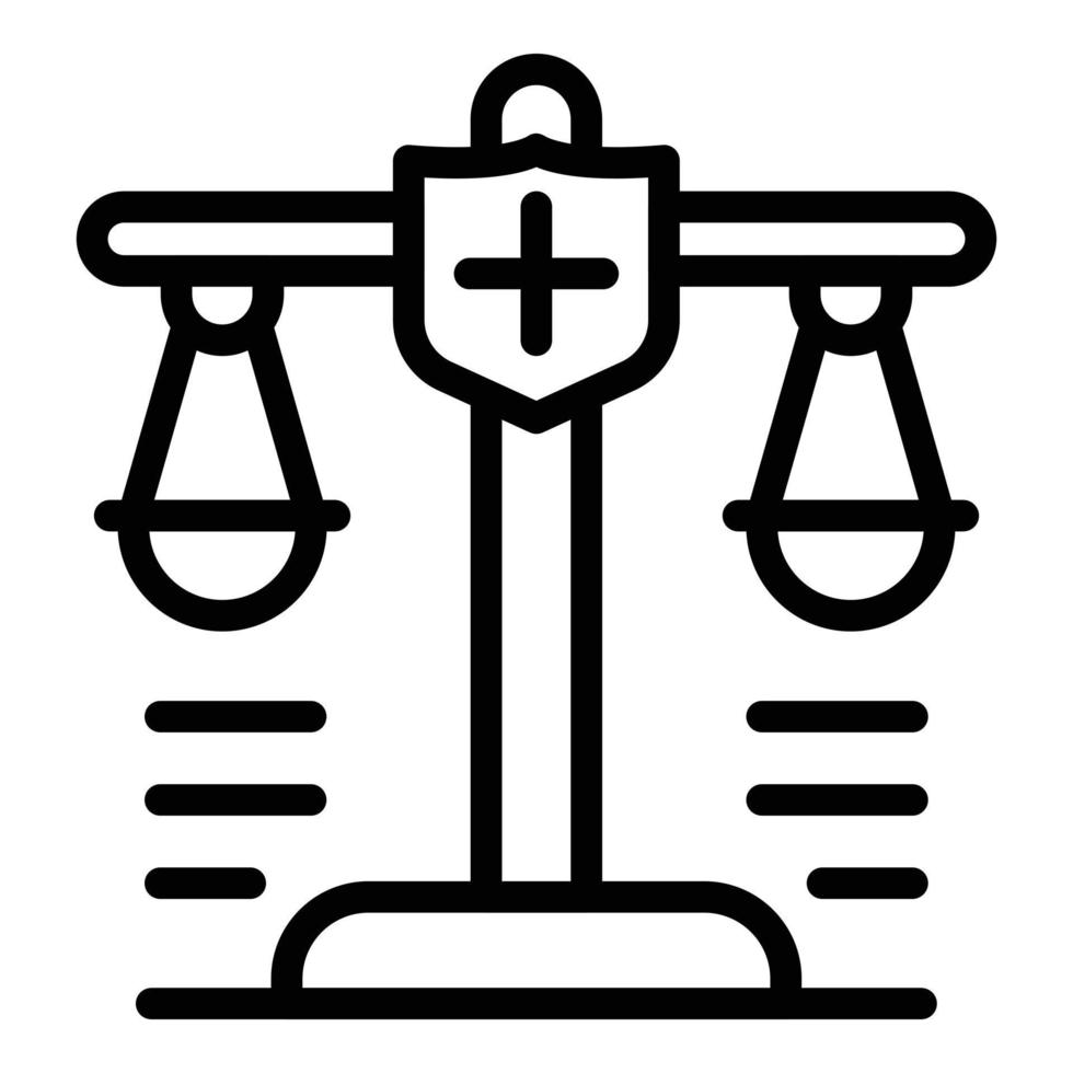 Police judge balance icon, outline style vector