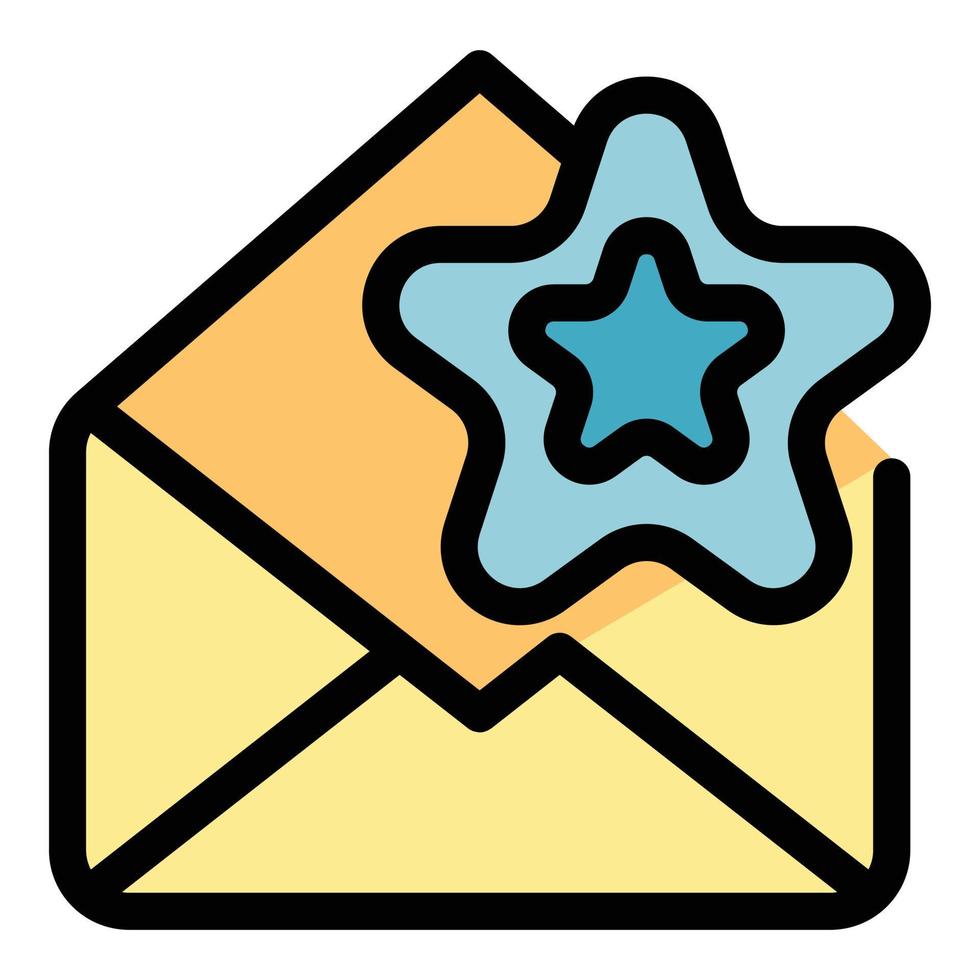 Favorite envelope icon color outline vector
