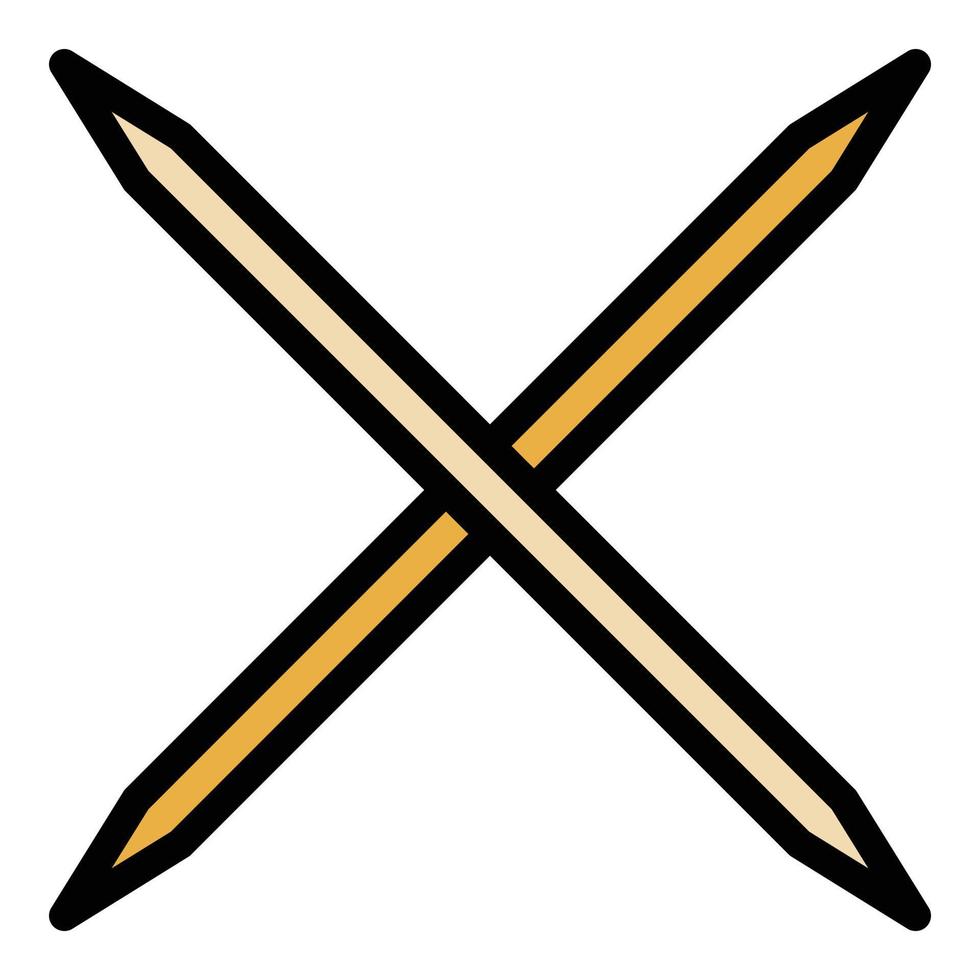 Crossed toothpick icon color outline vector