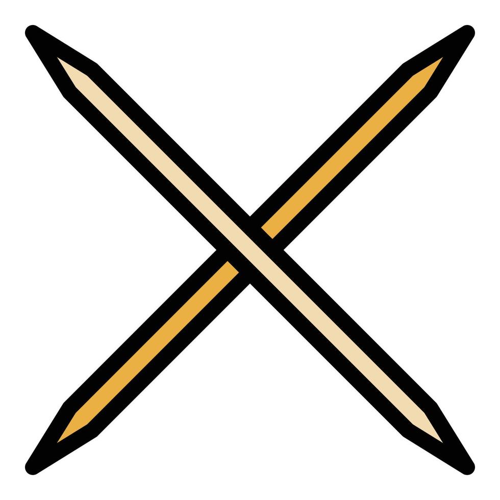 Crossed toothpick icon color outline vector