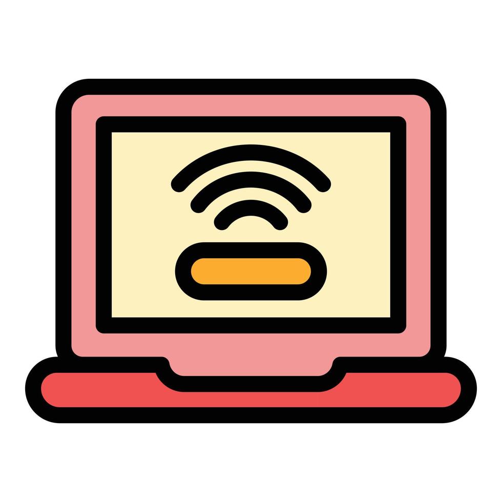 Wifi laptop request icon color outline vector