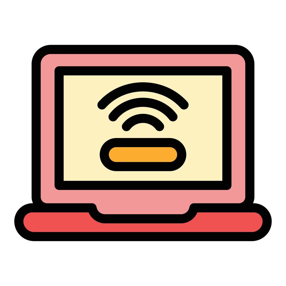 Wifi laptop request icon color outline vector