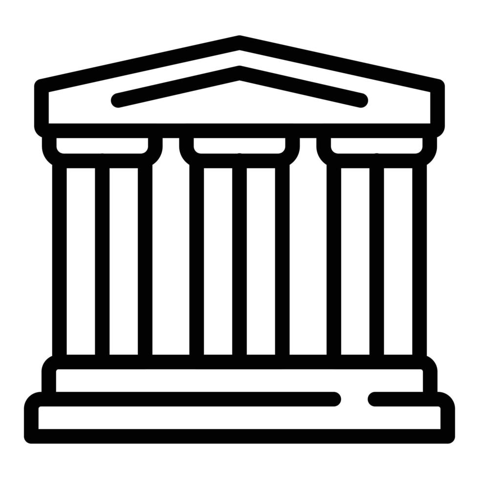 Greek temple icon, outline style vector