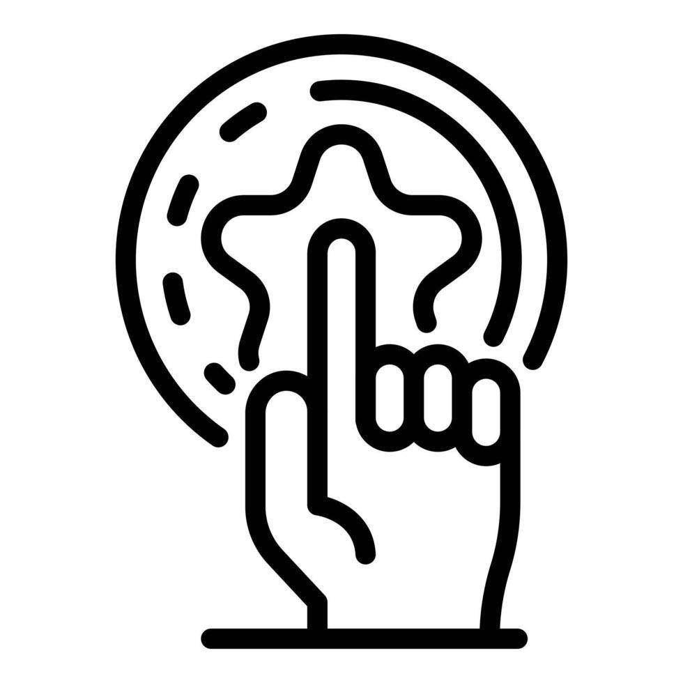 Finger and star icon, outline style vector