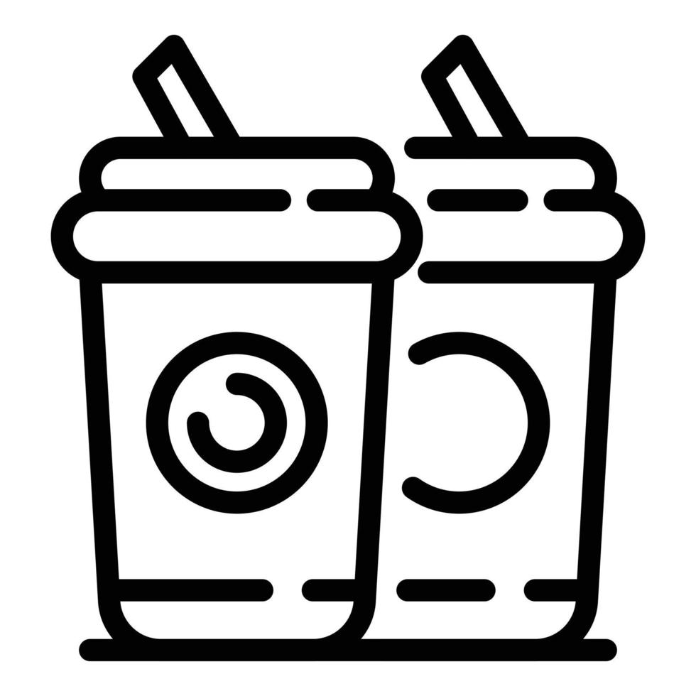 Two cups cola icon, outline style vector