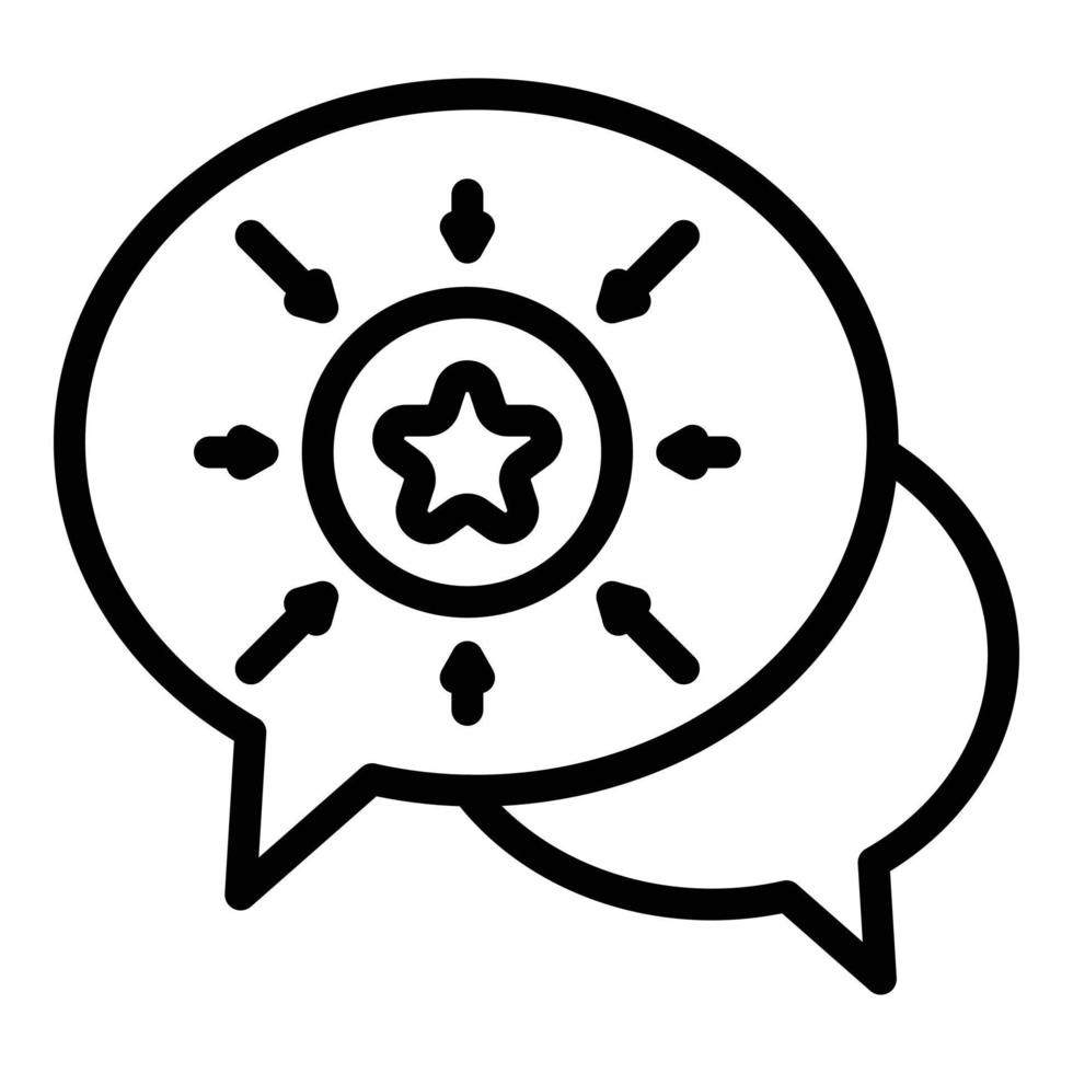 Chat bubbles and star icon, outline style vector