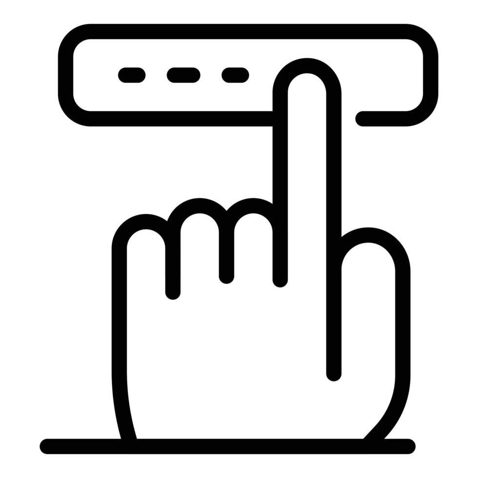 Finger touching button icon, outline style vector