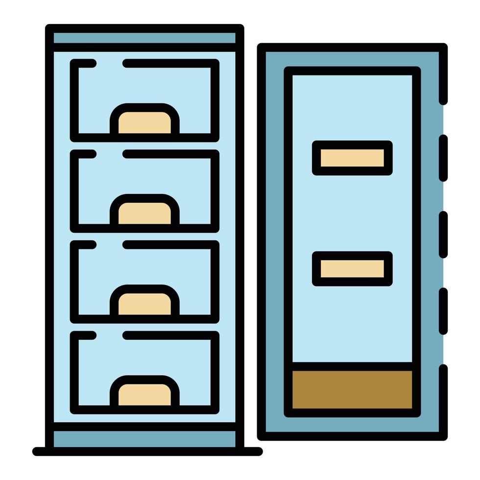 Open freezer icon color outline vector