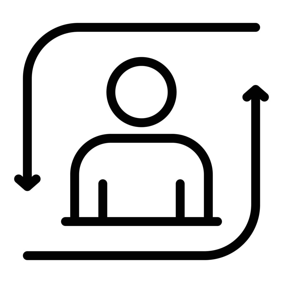 Man and reload arrows icon, outline style vector