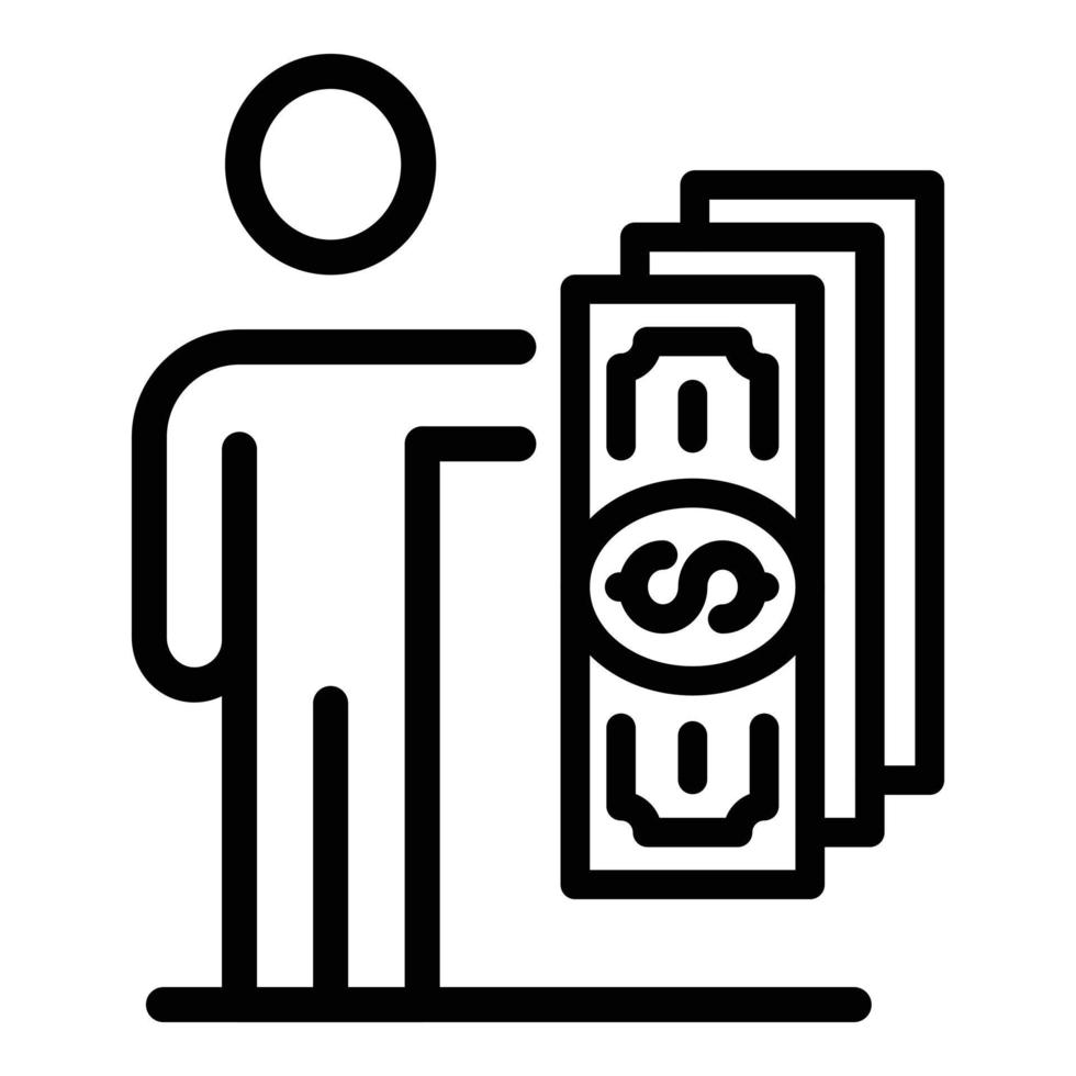 Man holding banknotes icon, outline style vector