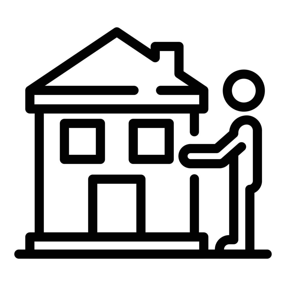 A man building a house icon, outline style vector