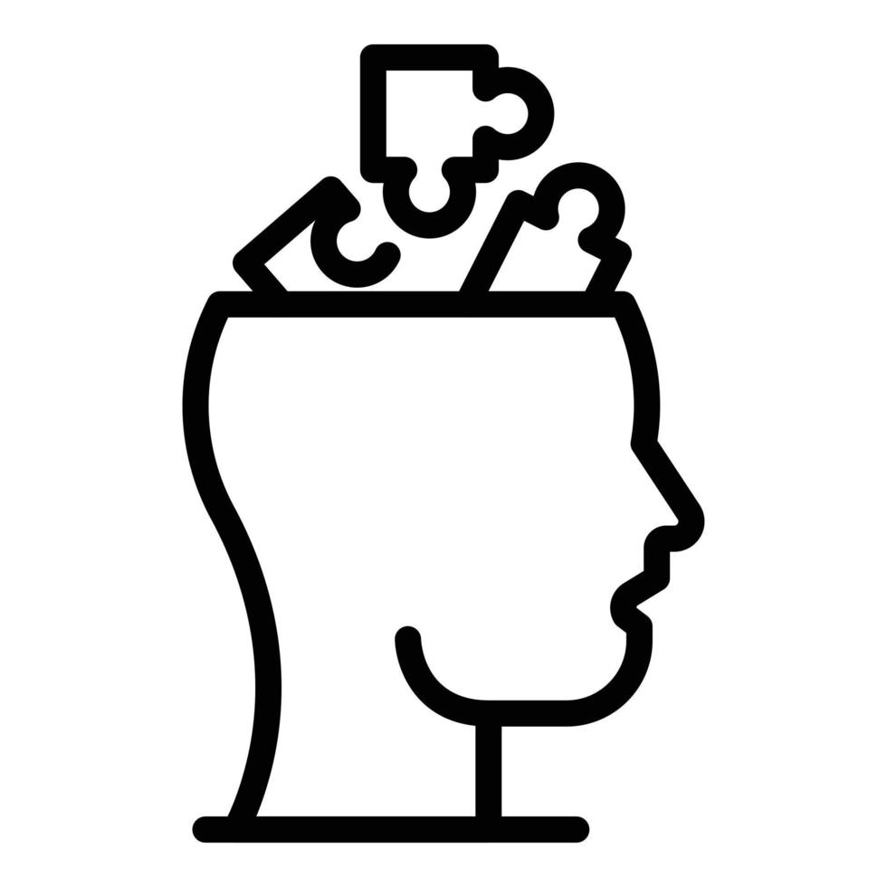Head puzzles icon, outline style vector