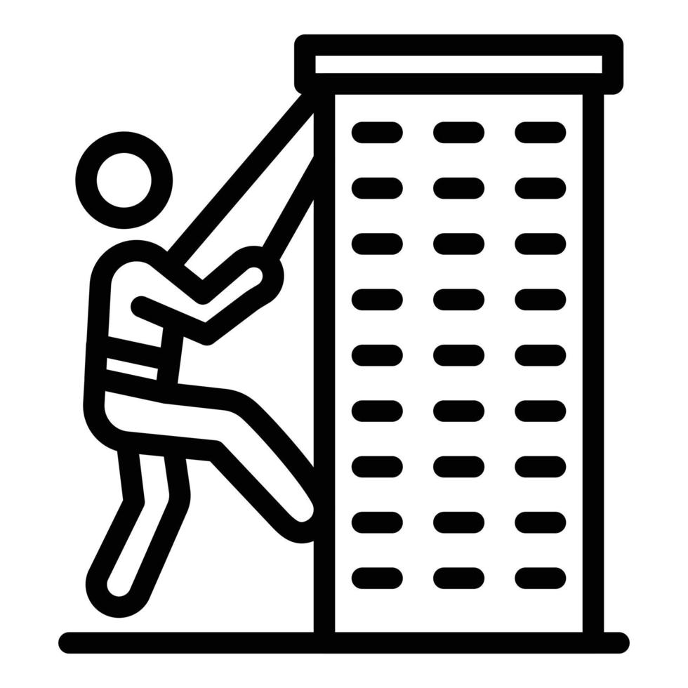 Climber climbs the tower icon, outline style vector