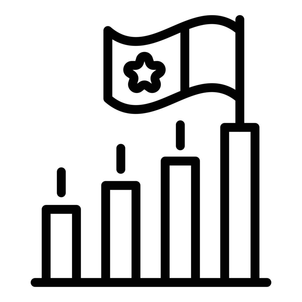 Rating graph and flag icon, outline style vector