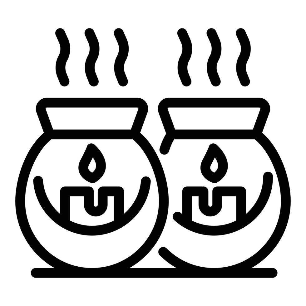 Two aroma lamps icon, outline style vector