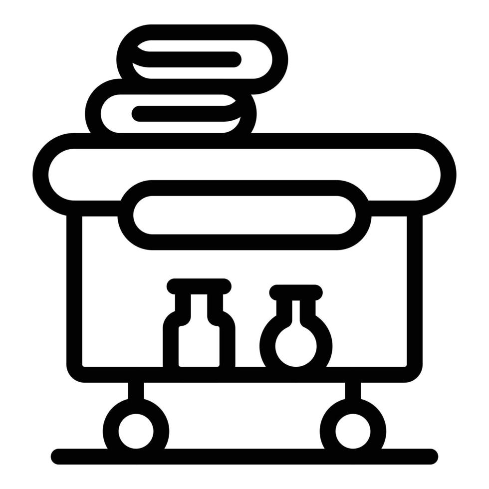 Towels at the spa table icon, outline style vector