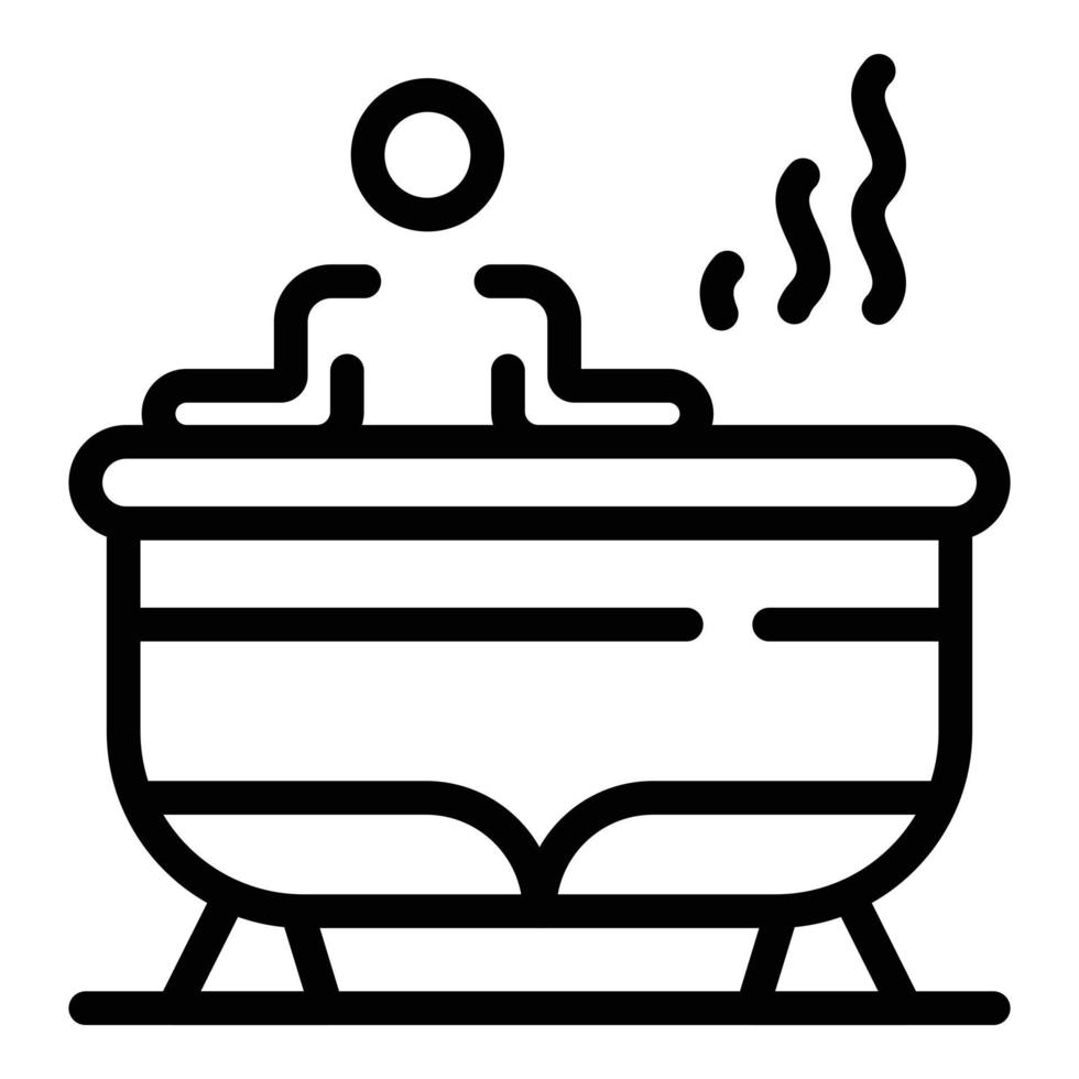 hombre en el icono del jacuzzi, estilo de esquema vector