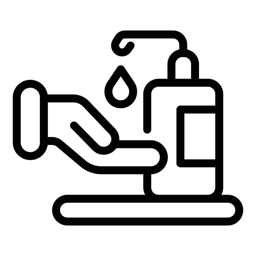 icono de botella de jabón de mano, estilo de esquema vector