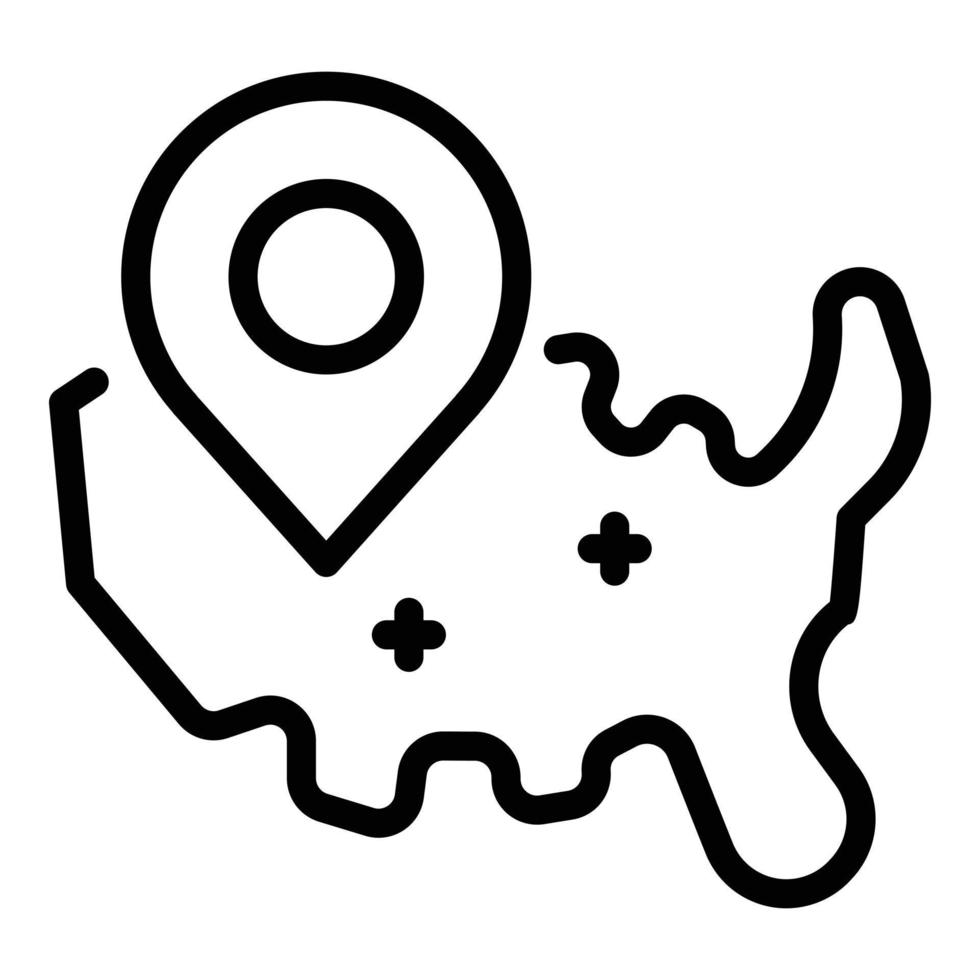 GPS tag on the map icon, outline style vector