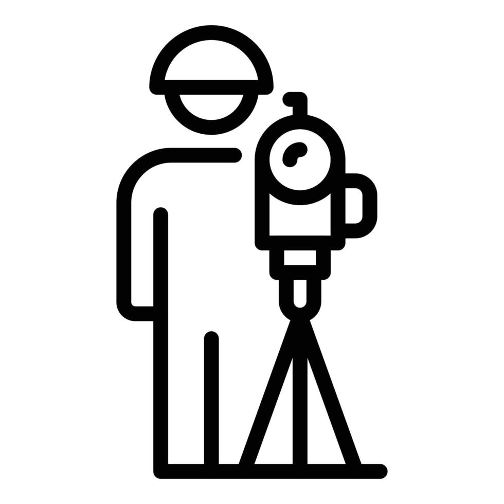 Surveyor with equipment icon, outline style vector