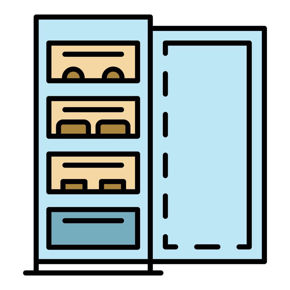 Open fridge icon color outline vector