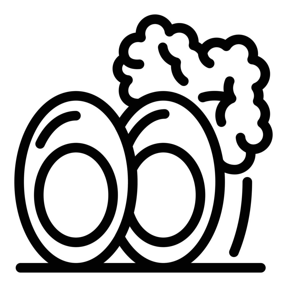 icono de huevos cocidos, estilo de contorno vector