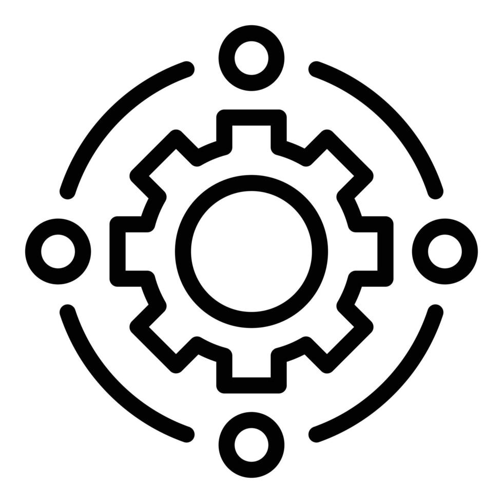 Gear advertising scheme icon, outline style vector