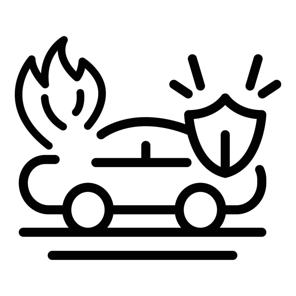 proteger icono de accidente de coche, estilo de contorno vector