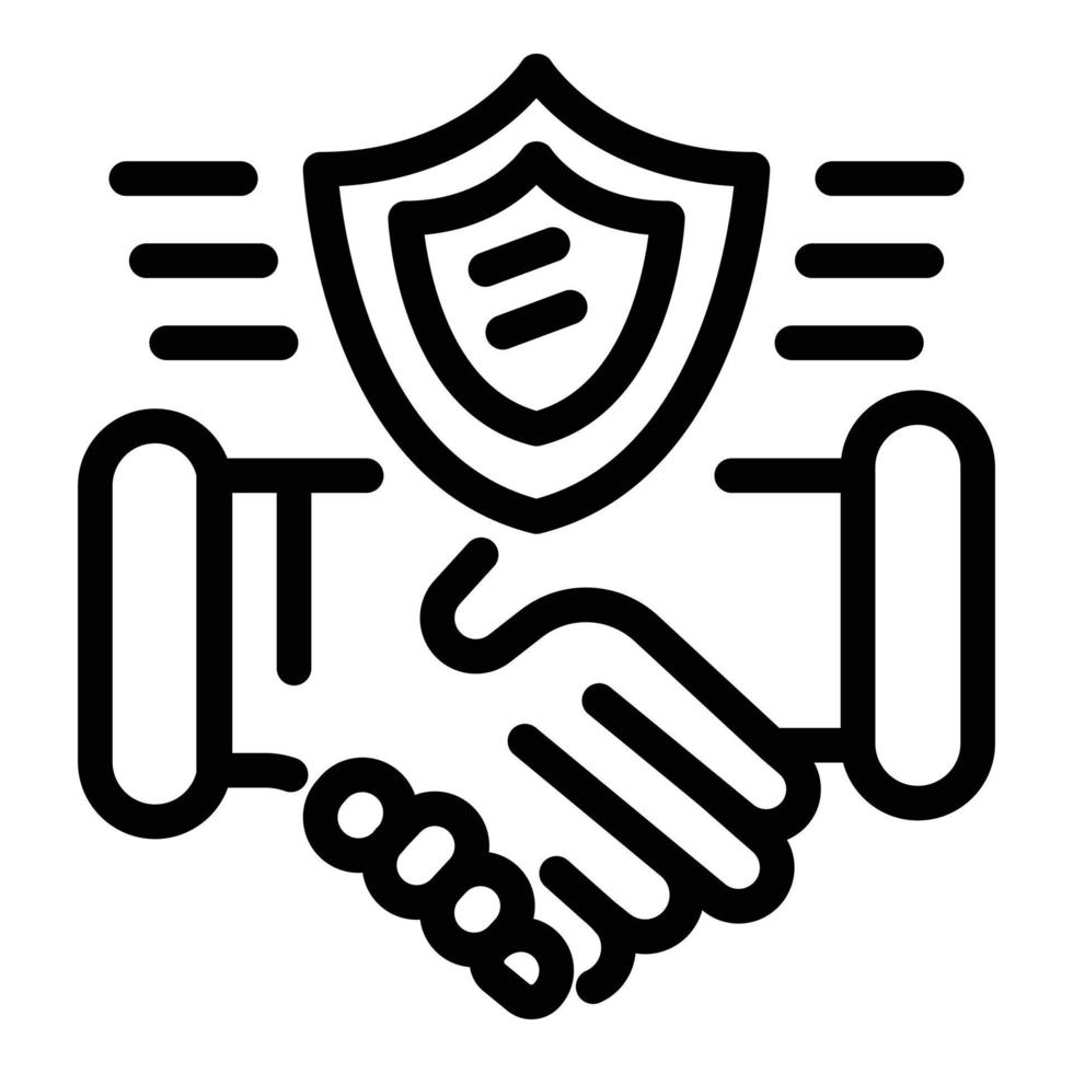 Protect handshake icon, outline style vector