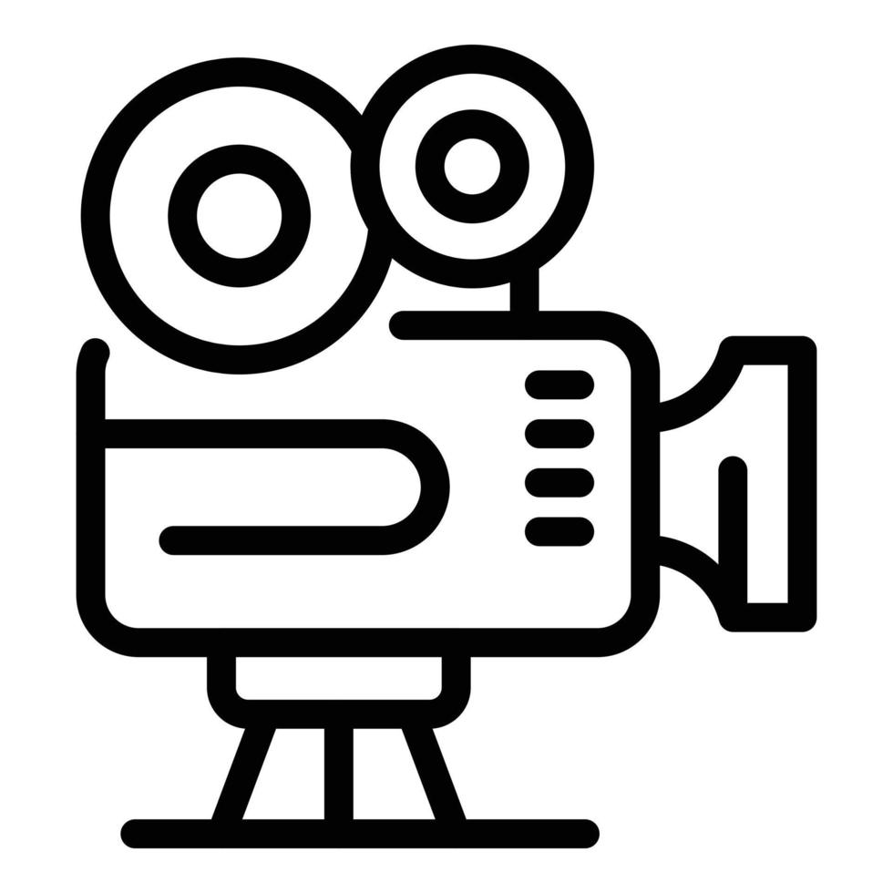 icono de cámara de película, estilo de contorno vector