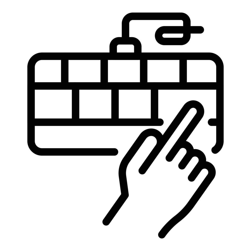 Hand and keyboard icon, outline style vector