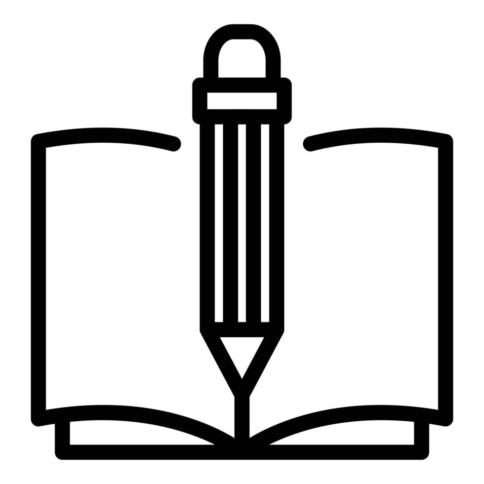 Pencil and notebook icon, outline style vector