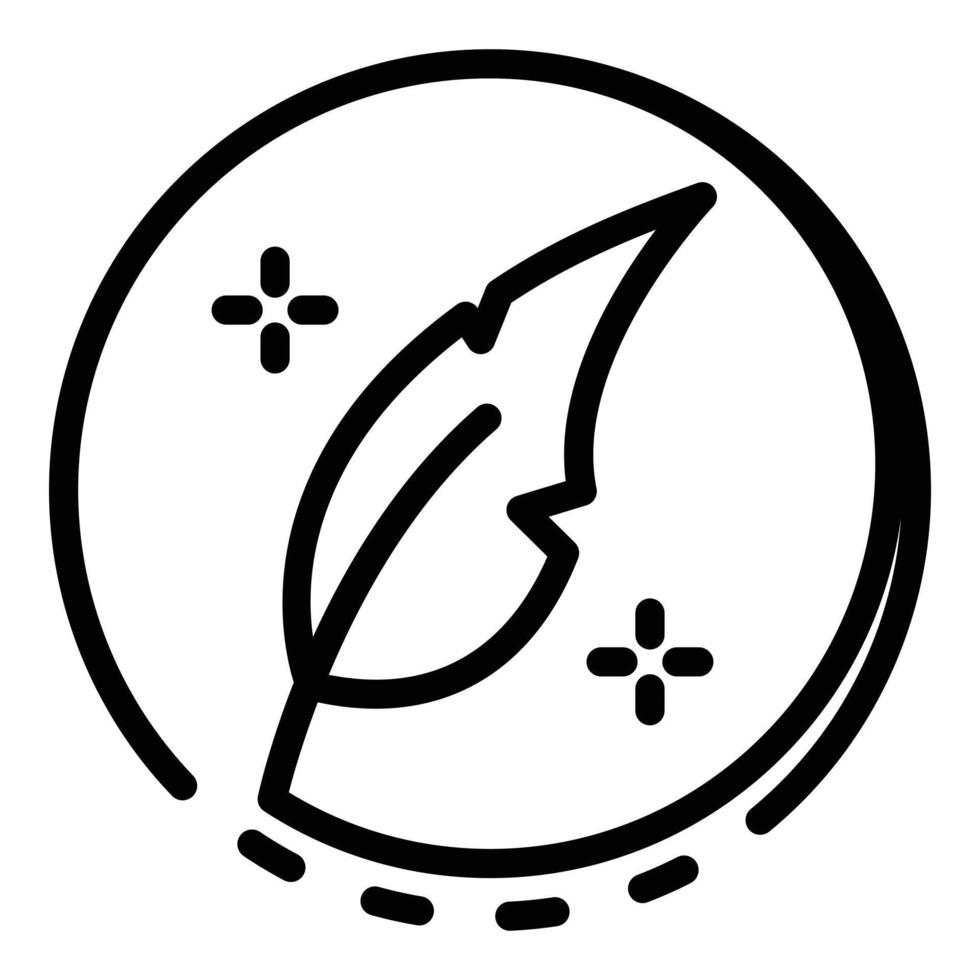 Goose feather in a circle icon, outline style vector