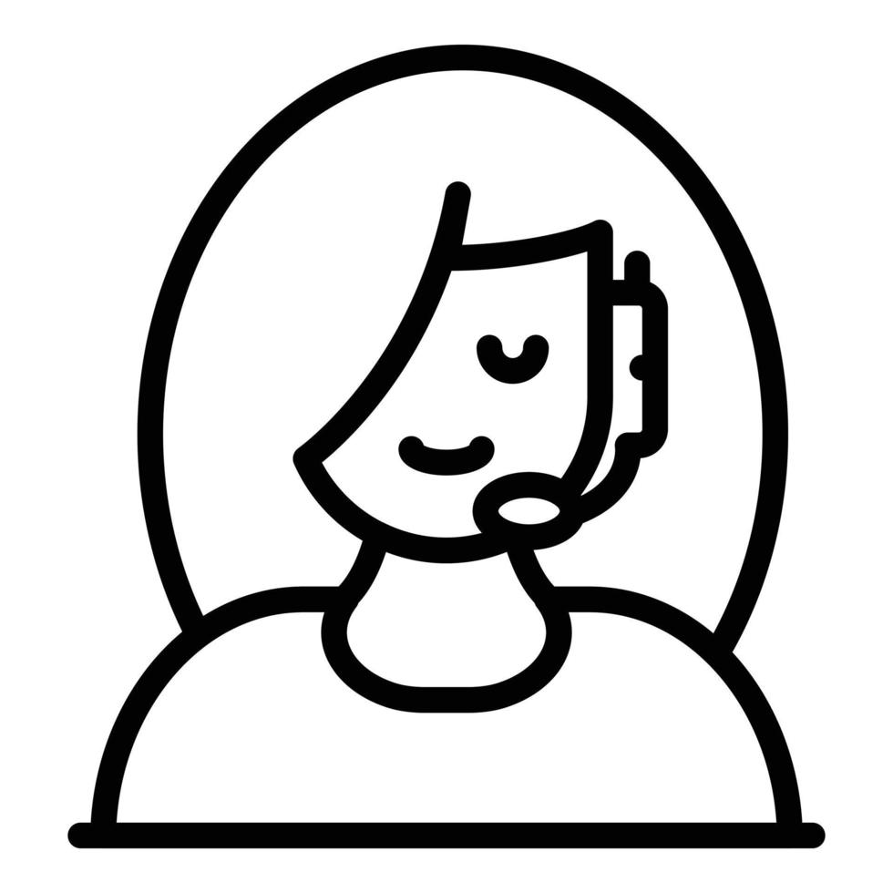 icono de mujer del centro de llamadas, estilo de esquema vector